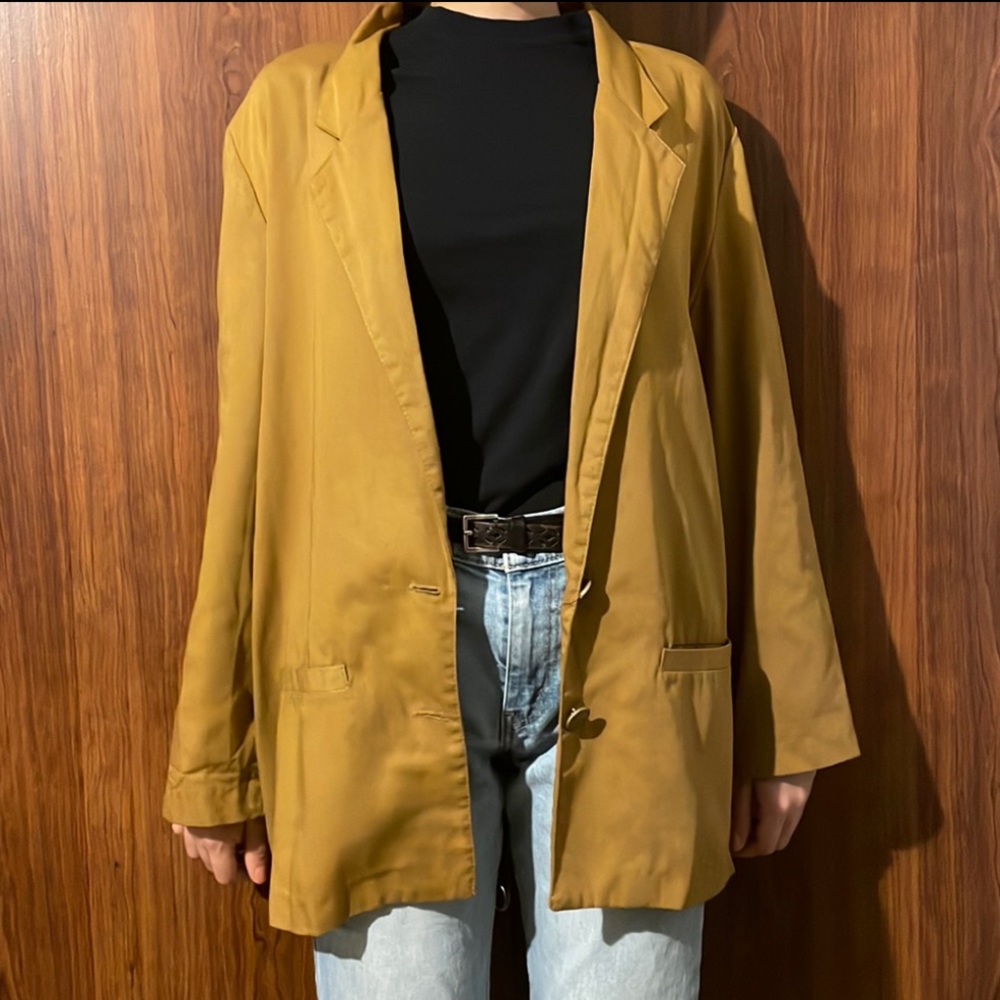 Solid Blazer, L Mustard Yellow